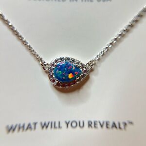 Gorgeous Sterling Silver Necklace with a Lab Grown emerald fire opal